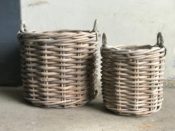 RATTAN KURV GROV - GRÅ