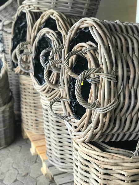 RATTAN KURV GROV - GRÅ